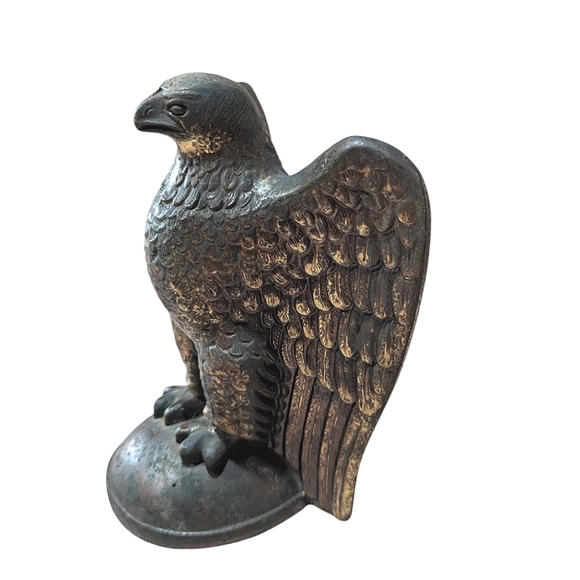 Rare Antique Solid Brass Flagstaff Eagle Dark Acadia Rustic Statue Patriotic - Picture 4 of 5